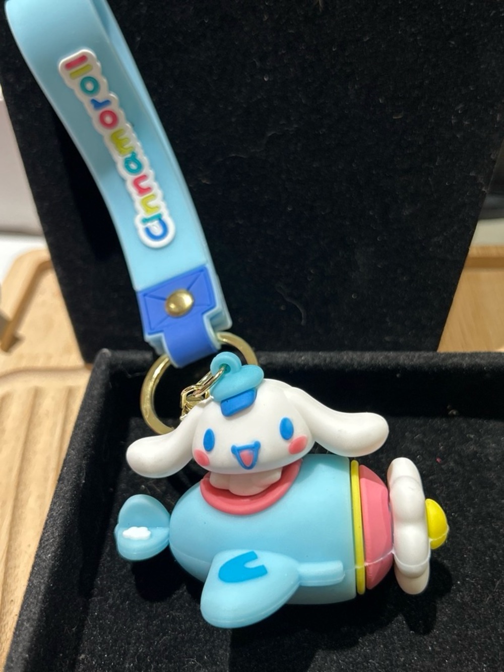Cinnamon roll Blue Airplane Keychain